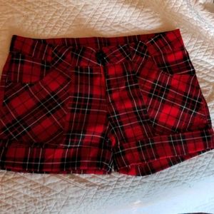 Red Plaid Shorts, Small